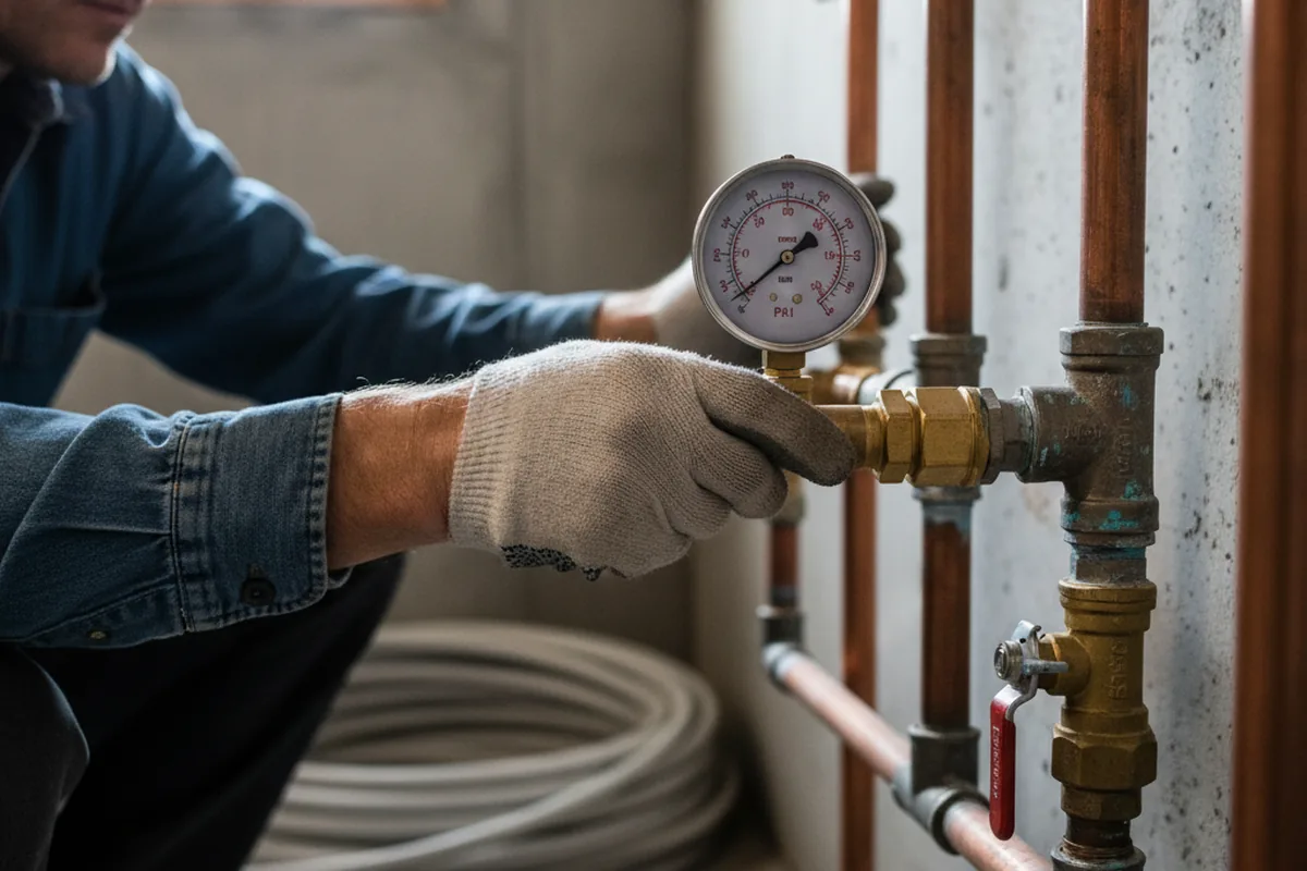Pressure testing a repaired line during Water Line Repair in Winchester